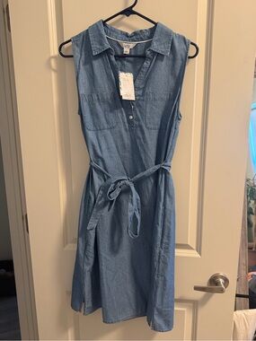 NWT denim midi dress with tie